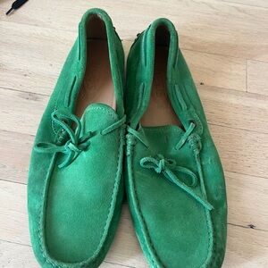 TODS green suede loafers used few times size 7.5 men’s